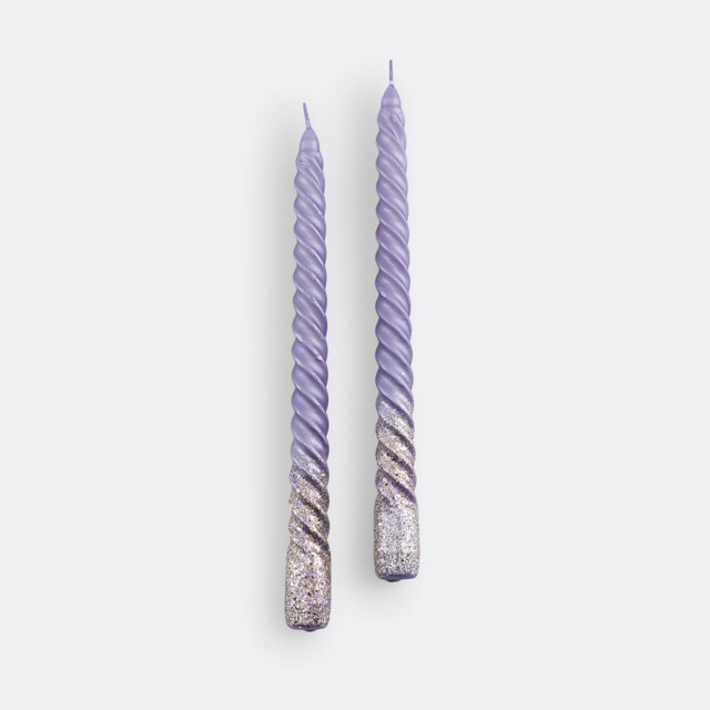 Set of 2 Caspar Glitter Twist Dinner Candles - image 1