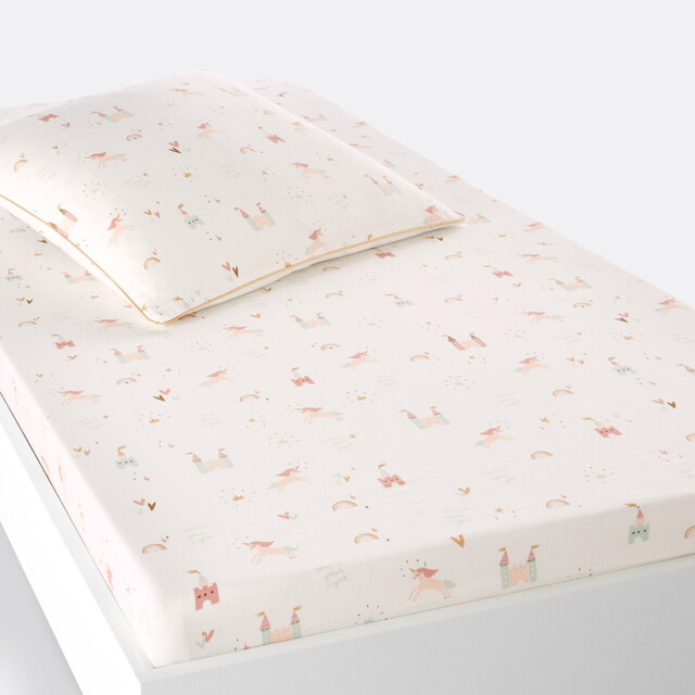 Unicorn Castle Child's Cotton Fitted Sheet - image 1