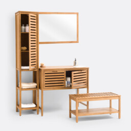 Haumea Oiled Acacia Bathroom Storage Column - thumbnail 4