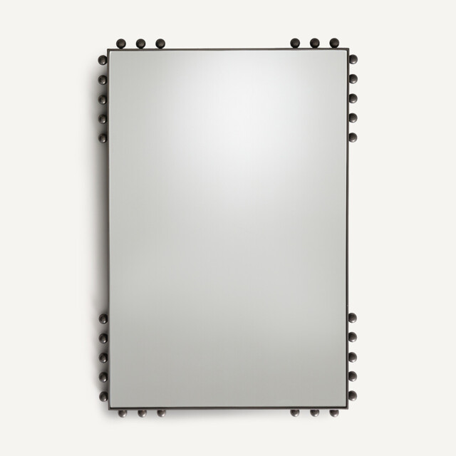 Arama Mirror with Nickel Lacquer Finish and Beaded Edging, H96cm - image 1