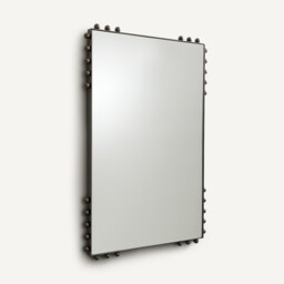 Arama Mirror with Nickel Lacquer Finish and Beaded Edging, H96cm - thumbnail 3