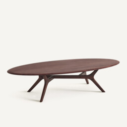 Maricielo Solid Walnut Ellipse Coffee Table - thumbnail 1