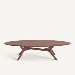 Maricielo Solid Walnut Ellipse Coffee Table - thumbnail 3