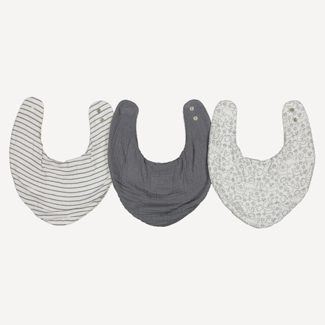 Pack of 3 Bandana Bibs in Cotton Muslin/Towelling - image 1
