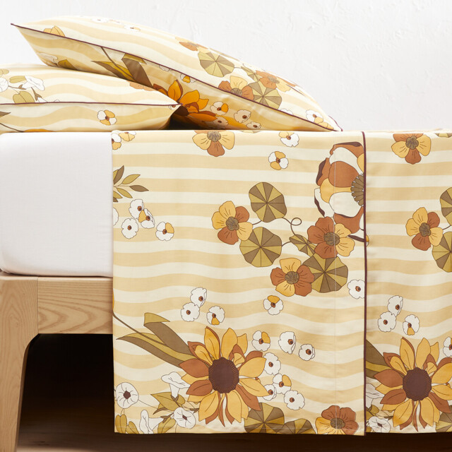 Solanne Vintage Floral 100% Cotton Satin Flat Sheet - image 1