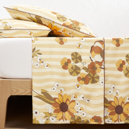 Solanne Vintage Floral 100% Cotton Satin Flat Sheet - thumbnail 1