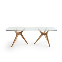 Maricielo Glass & Oak Rectangular Dining Table