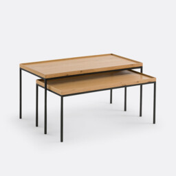 Set of 2 Joga Metal & Oak Rectangular Nesting Coffee Tables - thumbnail 2