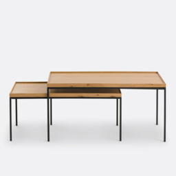 Set of 2 Joga Metal & Oak Rectangular Nesting Coffee Tables - thumbnail 3