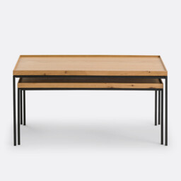 Set of 2 Joga Metal & Oak Rectangular Nesting Coffee Tables - thumbnail 4
