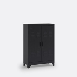Hiba Low Cabinet with 2 Doors in Steel - thumbnail 1