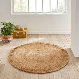 Aftas Fringed Round 100% Jute Rug