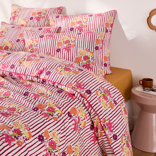 Belardi Striped/Floral Print Washed Cotton Duvet Cover - image 1