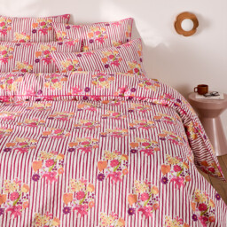 Belardi Striped/Floral Print Washed Cotton Duvet Cover - thumbnail 3
