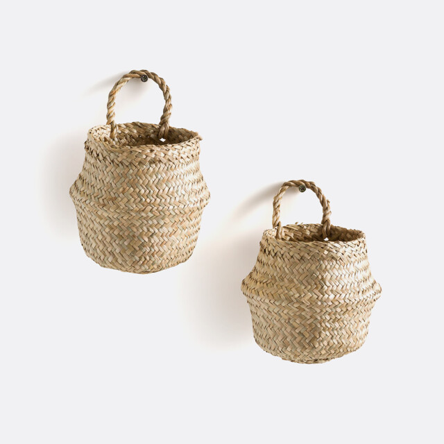 Set of 2 Rixy Woven Straw Wall Baskets - image 1