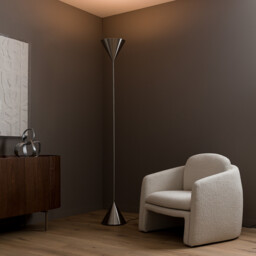 Moke Brushed Nickel Double Cone Floor Lamp - thumbnail 4
