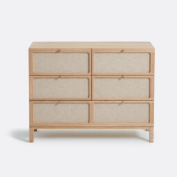 Esmara Ash Veneer and Linen 5-Drawer Chest of Drawers - thumbnail 2