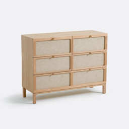 Esmara Ash Veneer and Linen 5-Drawer Chest of Drawers - thumbnail 1
