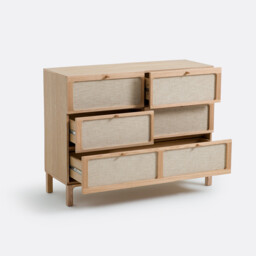 Esmara Ash Veneer and Linen 5-Drawer Chest of Drawers - thumbnail 4