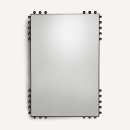 Arama Mirror with Nickel Lacquer Finish and Beaded Edging, H96cm