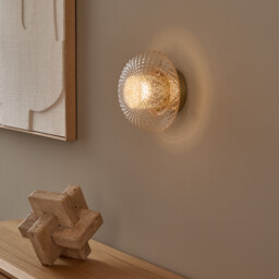 Mistinguett Engraved Glass and Brass Ceiling-Mounted Wall Light, Diameter 20cm - thumbnail 1