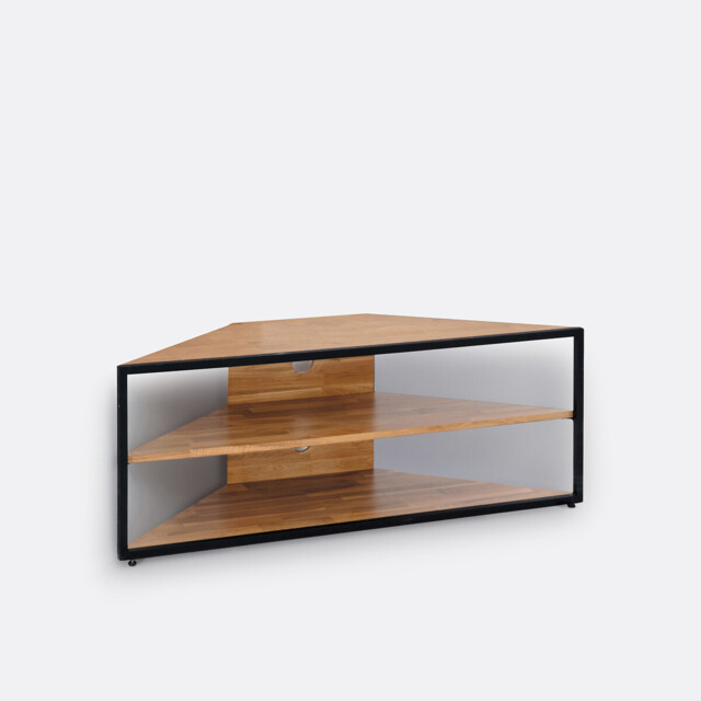 Hiba Corner TV Unit in Solid Oak and Steel - image 1