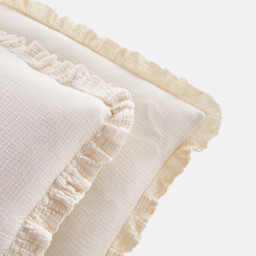 Kumla Plain Cotton Muslin Ruffled Pillowcase - thumbnail 2