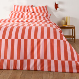 Tabaka Red 50% Recycled Cotton Duvet Cover - thumbnail 3