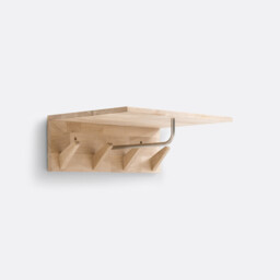 Slofia Light Oak Coat Rack & Shelf with 4 Hooks - thumbnail 2