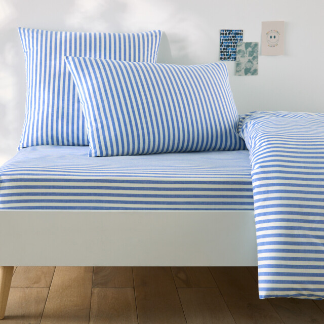 Soizic Blue Cotton Child's Fitted Sheet with 30cm Flap - image 1