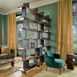 Laos Bookcase Space Divider in Walnut Veneer - thumbnail 2