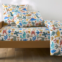 Dino Dinosaur Print 30% Recycled Cotton Child's Fitted Sheet with 25cm Flap