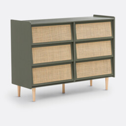Taga Cane Front Chest of 6 Drawers