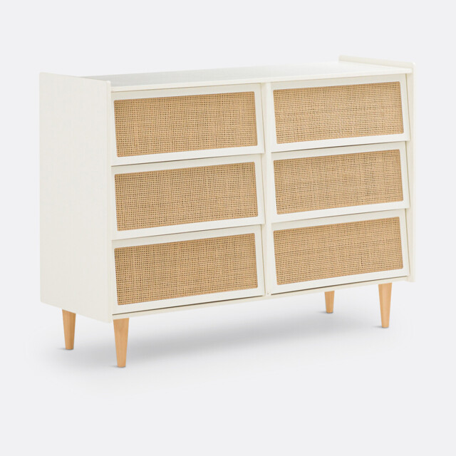 Kaya 6-Drawer Wickerwork Chest of Drawers - image 1