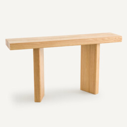 Olaga Console Table in Oak and Oak Veneer, L140cm - thumbnail 1