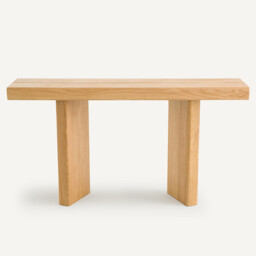 Olaga Console Table in Oak and Oak Veneer, L140cm - thumbnail 4