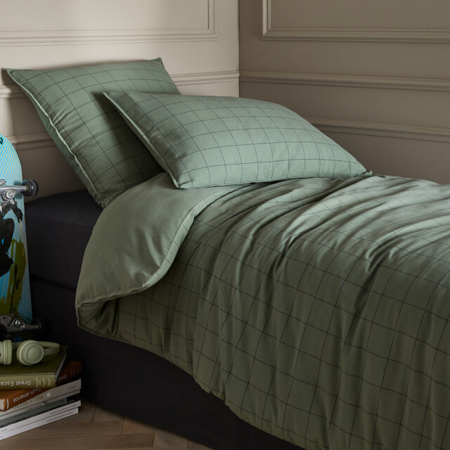 Ponlok Checked Organic Cotton 300 Thread Count Duvet Cover - image 1