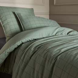 Ponlok Checked Organic Cotton 300 Thread Count Duvet Cover - thumbnail 2