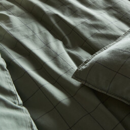Ponlok Checked Organic Cotton 300 Thread Count Duvet Cover - thumbnail 3