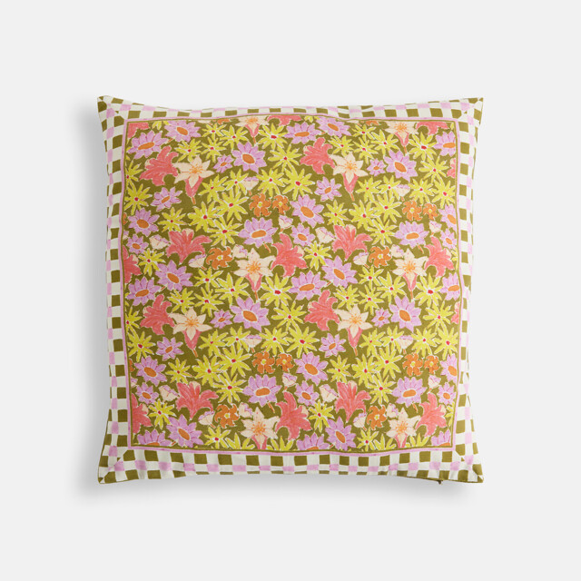 Delila Floral Print Cotton Square Cushion Cover, 45 X 45cm - image 1