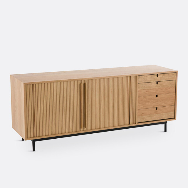 Strio Oak Veneer Sideboard with Sliding Doors - image 1