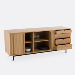 Strio Oak Veneer Sideboard with Sliding Doors - thumbnail 4