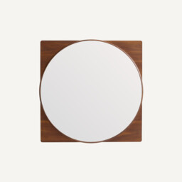 Notteri Walnut Frame Round Mirror, Height 50cm - thumbnail 1