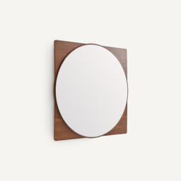 Notteri Walnut Frame Round Mirror, Height 50cm - thumbnail 3
