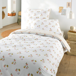 Lilac Fruit Print 50% Recycled Cotton Child's Duvet Cover - thumbnail 3