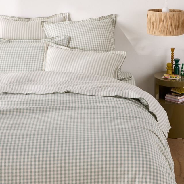 Cottage Green Cotton Seersucker Duvet Cover - image 1