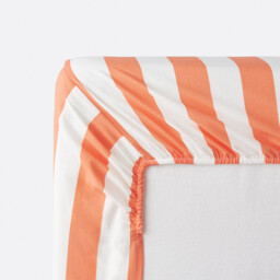 Hendaye Orange Striped Cotton Fitted Sheet with 25cm Flap - thumbnail 4