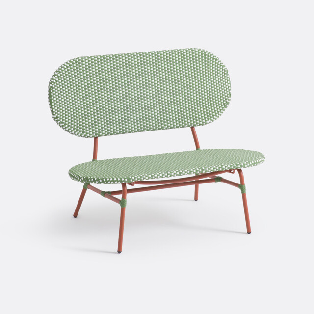 Garden Bench in Steel and Woven Resin Matu - image 1