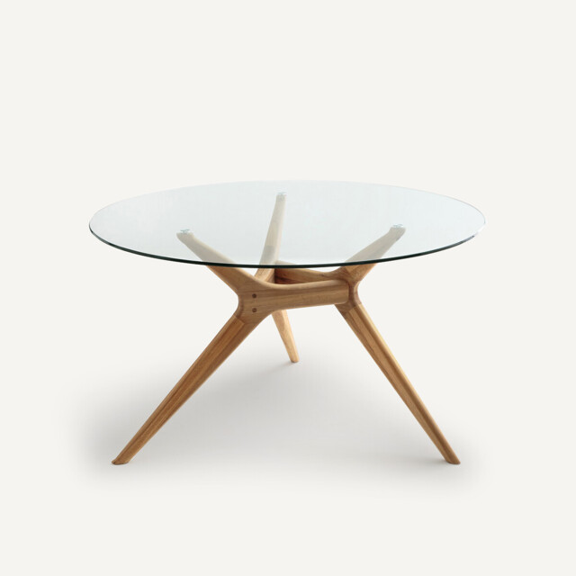 Marcielo Round Glass and Solid Oak Table - image 1