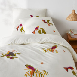 Antiguo Tropical Bird Cotton Duvet Cover With Tufting - thumbnail 1